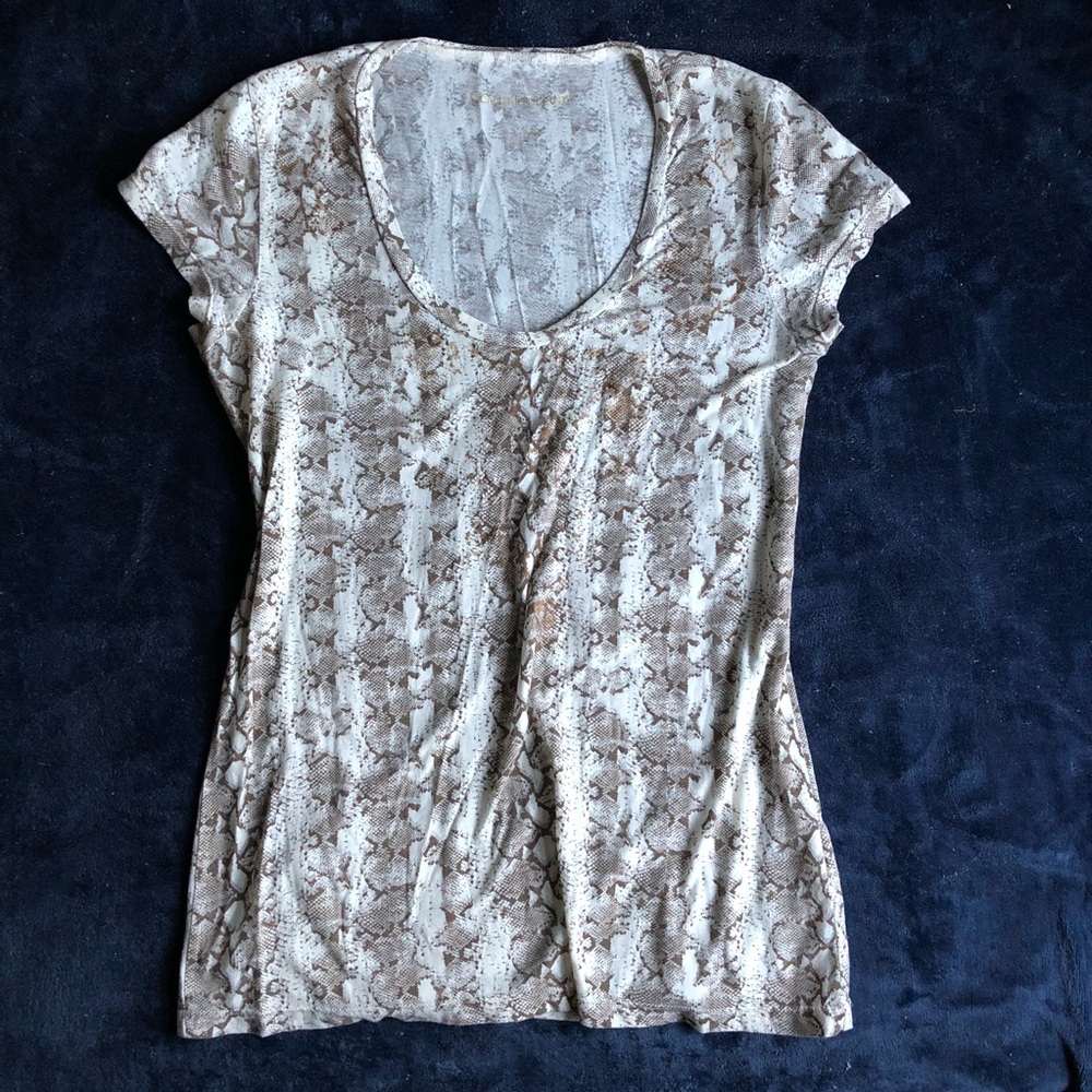 Calvin Klein Brown Beige Snake Print Tee Shirt